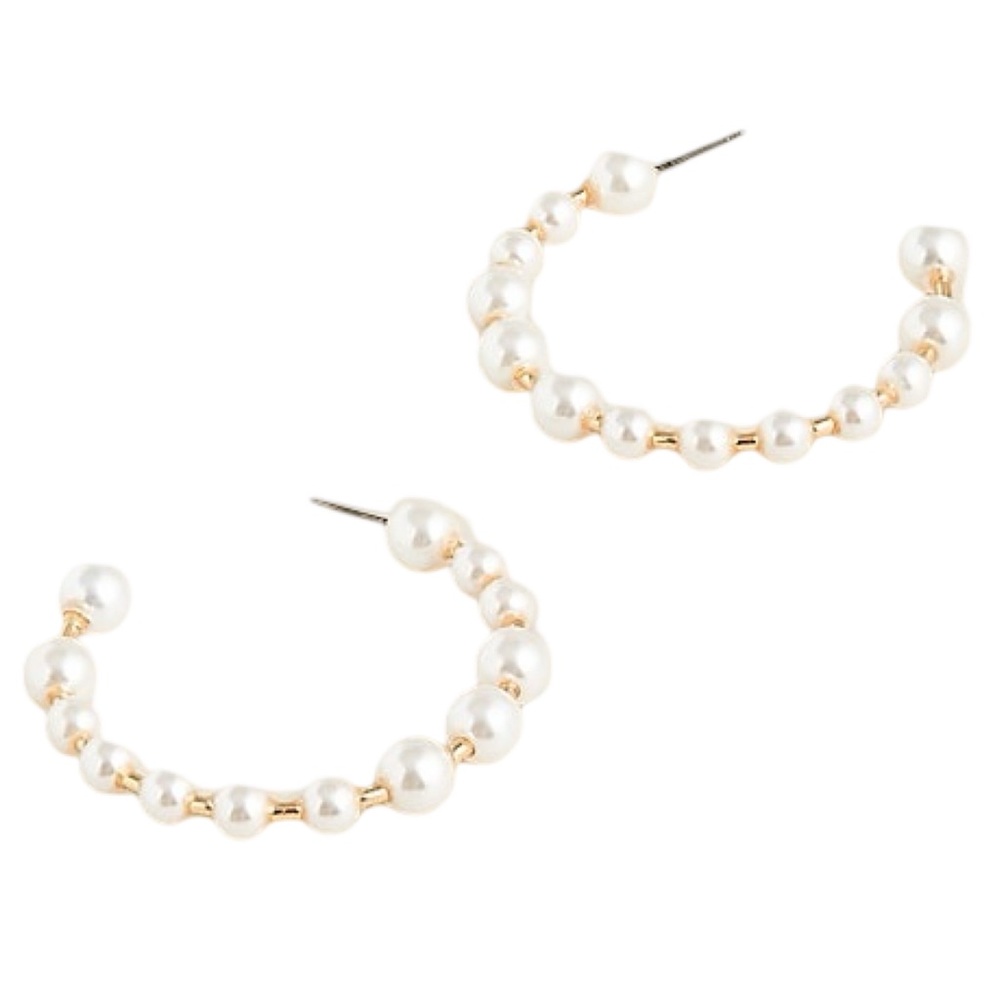 J. CREW • Elegant Pearl Hoop Earrings